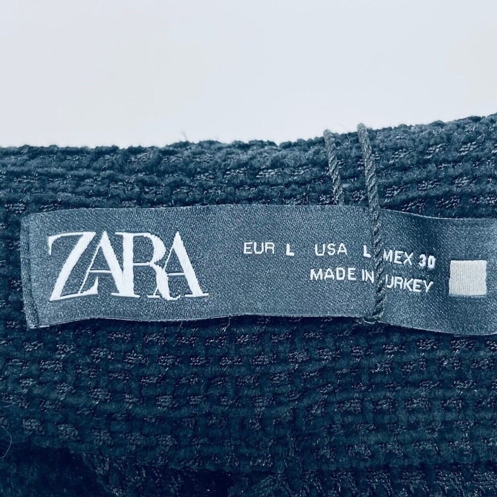 Zara Mini Skirt Size L Women’s Pull On Polyester Black New - Picture 9 of 11
